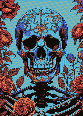 Floral Skeleton Pop Art 10