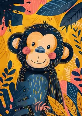 Cute Watercolor Monkey