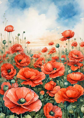 Field of Red Poppies
