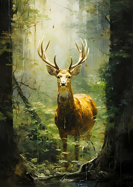 Deer Oil Painting