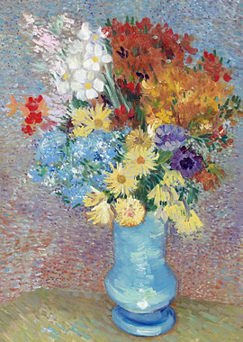 Flowers in a blue vase