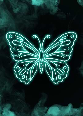 Butterfly Neon Light Blue