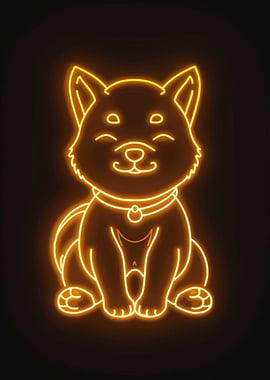 Shiba Inu Golden Neon