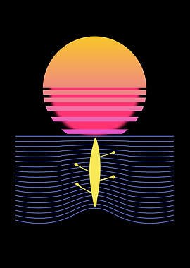 Rowing Retro Sunset Rowing