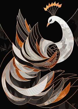 White Gold Peacock Poster