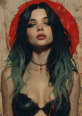 Vintage Retro Goth Girl