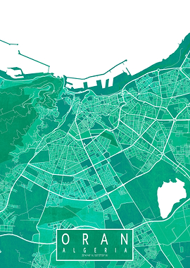 Oran City Map Watercolor