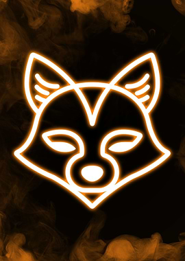 Fox Head Orange Neon Light