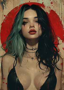 Vintage Retro Goth Girl