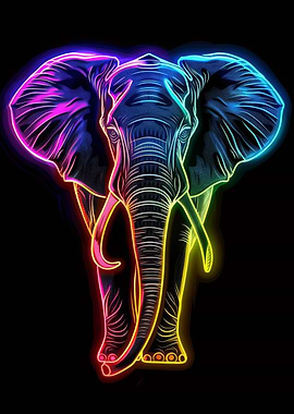 Elephant Neon Animal