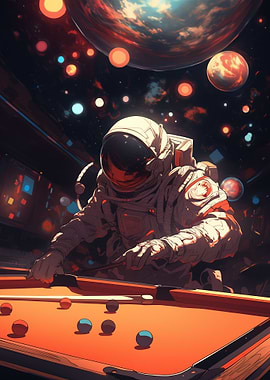 Astronaut Playing Billiard