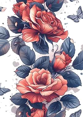 Roses and Butterfly