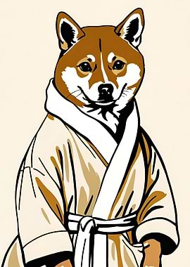 Shiba Dog Bathrobe Poster