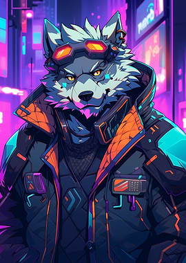 Cyberpunk Wolf