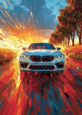 White Sports Car Painting