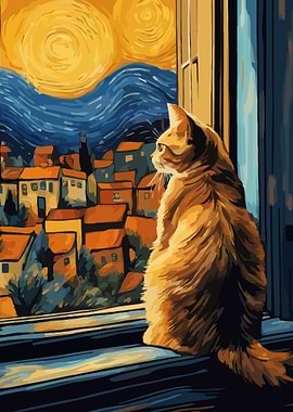 Starry Night Cat