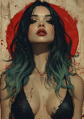 Vintage Retro Goth Girl