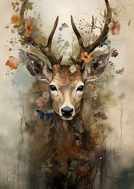 Deer Oil Painting