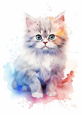 Persian Cat in Watercolor