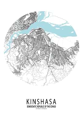 Kinshasa City Map Circle