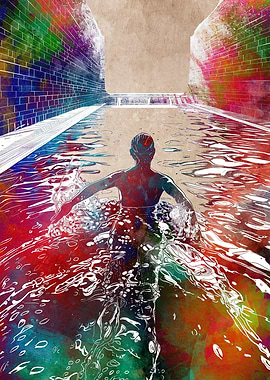 Swimming sport art