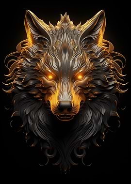 Black and Gold Wolf