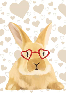 Cute Bunny With Hearts