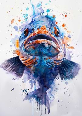 Coelacanth Watercolor