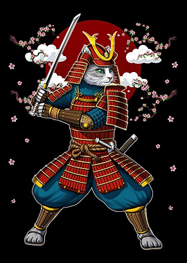 Cat Japanese Samurai Ninja