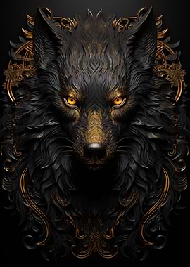 Black and Gold Wolf
