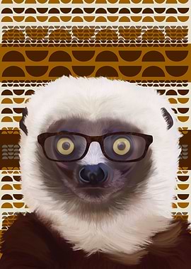 Sifaka Lemur With Glasses