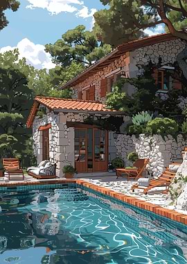 Rustic House with pool