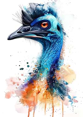 Cassowary Watercolor
