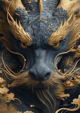 Dragon Gold And Blue