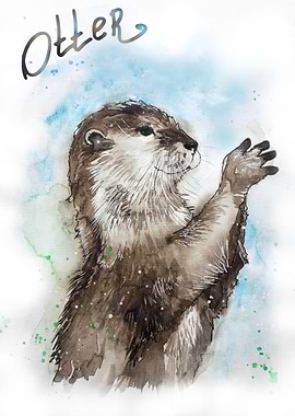 Sea Otter Watercolor Art