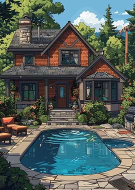 Rustic House with pool