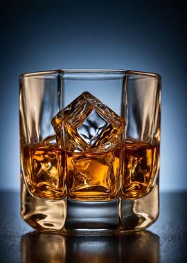 Whisky with Ice over Blue