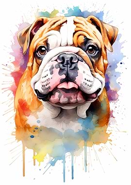 Bulldog in Watercolor