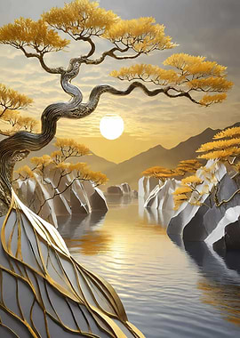 Bonsai Tree Kintsugi Art