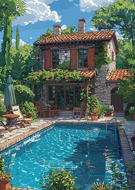 Rustic House with pool