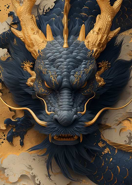 Dragon gold and blue