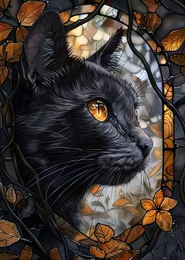 Black Cat Stained Glass