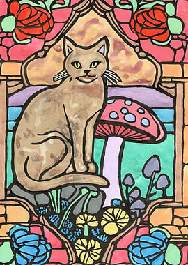 Cat Stained Glass