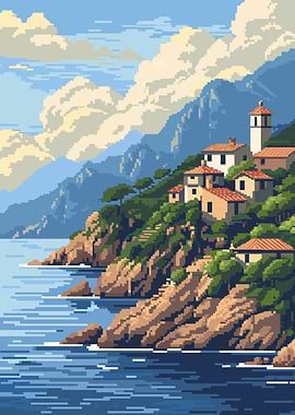 French Riviera Pixel Art