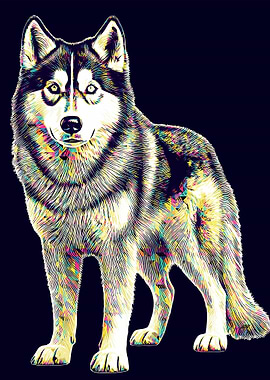 Dog Husky pop art