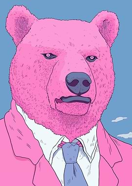 Pink Monster Bear Retro