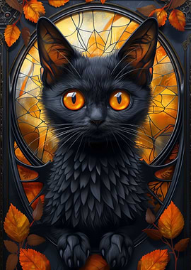 Stained Glass Bat Cat
