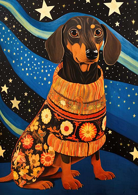 Dachshund Dog 01 Tribal