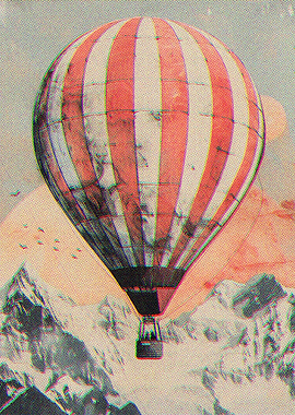 Red White Hot Air Ballon