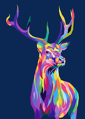 Deer Colorful Art